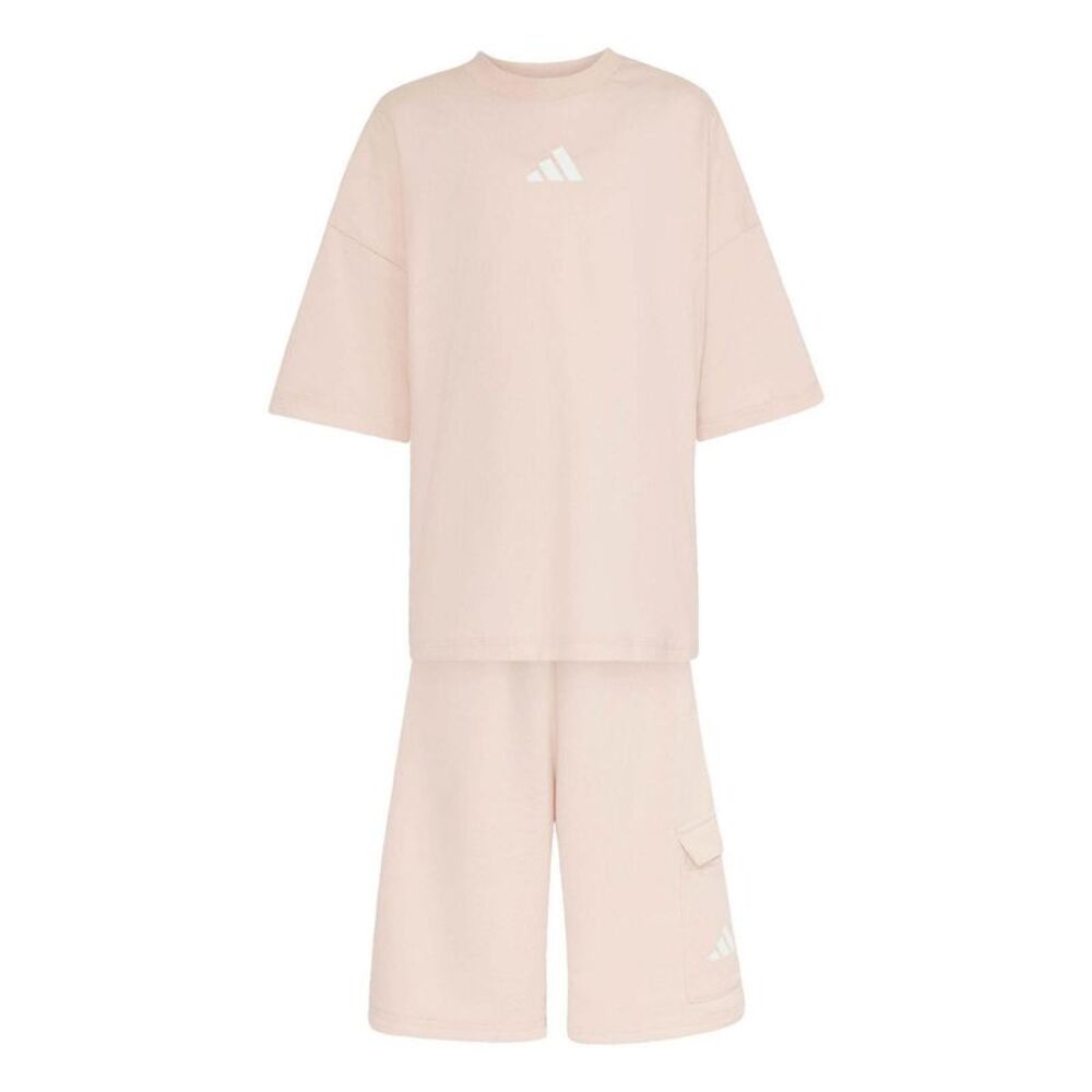 Adidas Childrens/Kids Logo Oversized Top & Bottom Set / Blush Pink/White